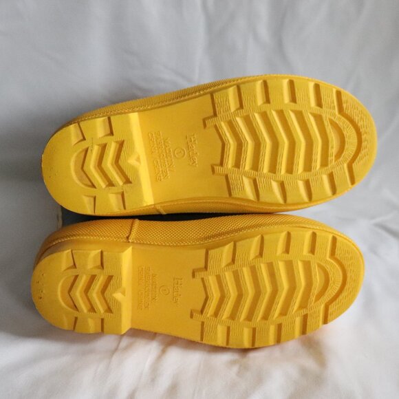 Hatley Kids Classic Slip On Sz 1 Navy Yellow Outdoor Matte Rubber Rain Boots - Picture 8 of 11